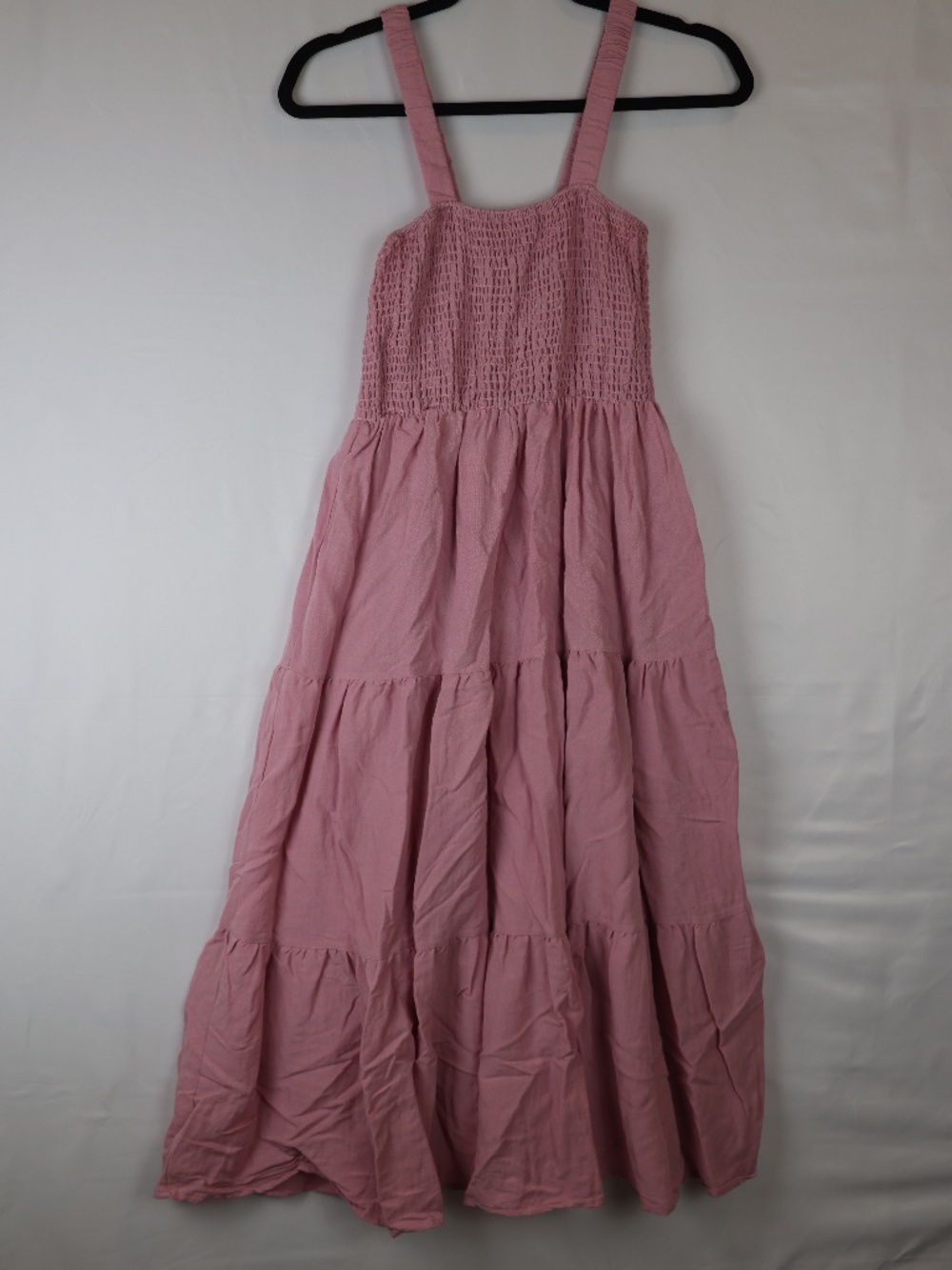 Blu Pepper Dusty Pink Smocked Tiered Maxi Dress
